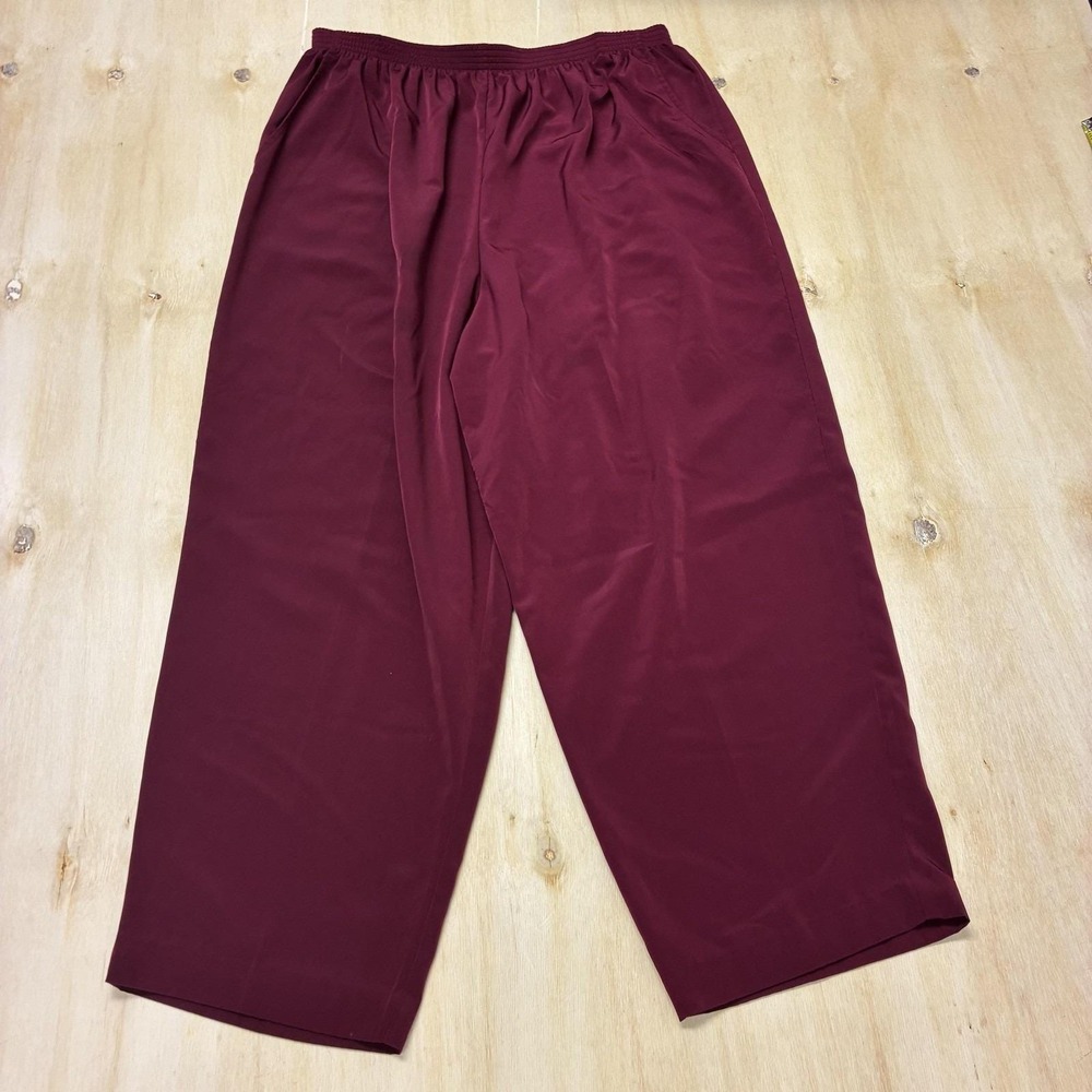 Vintage TAG Dress Pants Womens 20 Red Microfiber Elastic Waist Pull On Relaxed